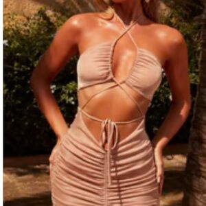 Oh Polly Blush Backless Halter Dress
